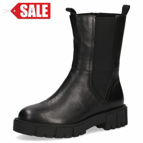 C147 Caprice kort laarsje met dikke zool zwart leer