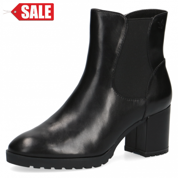 C128 Caprice enkellaarsje met plateau zooltje zwart leer