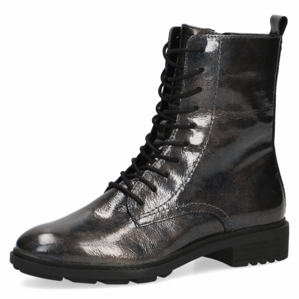 Caprice veterboots donkergrijs met bruin lak art. 009-25203-29-582