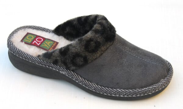 Dames pantoffel slipper gevoerd grijs