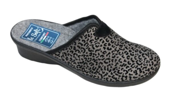 DP022 Dames pantoffel slipper grijs print