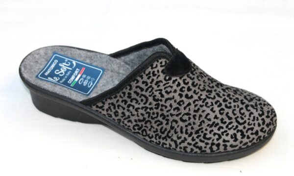 DP016 Dames pantoffel slipper grijs print