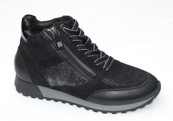 H106 Helioform sneaker half hoog met ril zool zwart combi