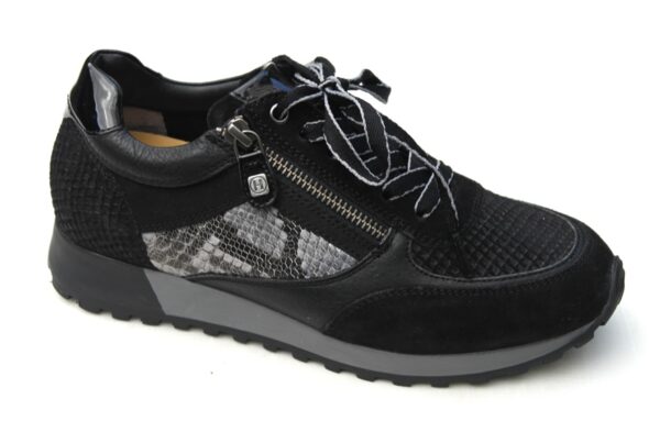 Helioform sneaker met ril zool zwart combi