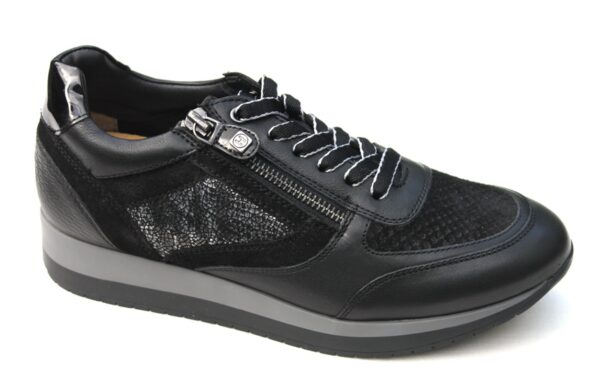 Helioform sneaker zwart leer met suede