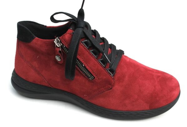 F011 Fidelio half hoge veterschoen donkerrood suède