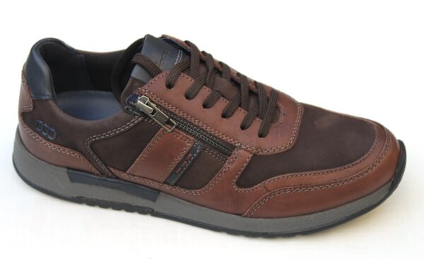 SH058 Sioux sneaker met ritsje bruin combi