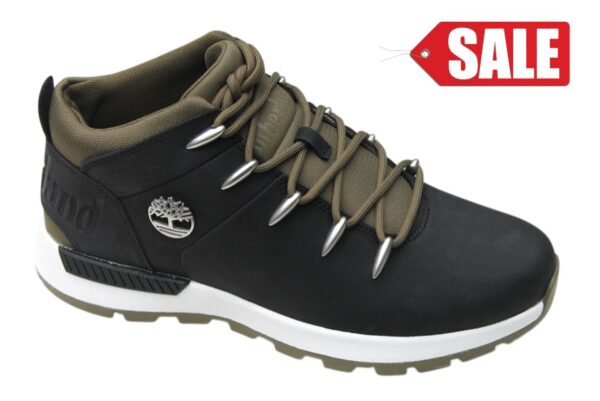 TH012 Timberland Sprint Trekker half hoge veterboot zwart nubuck met khaki groen