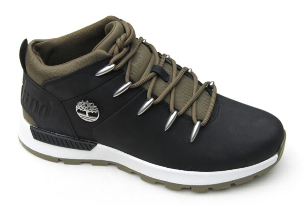 TH012 Timberland Sprint Trekker half hoge veterboot zwart nubuck met khaki groen