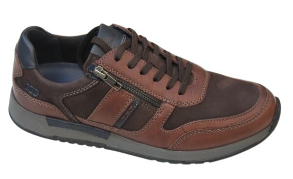 Sioux sneaker met ritsje bruin combi