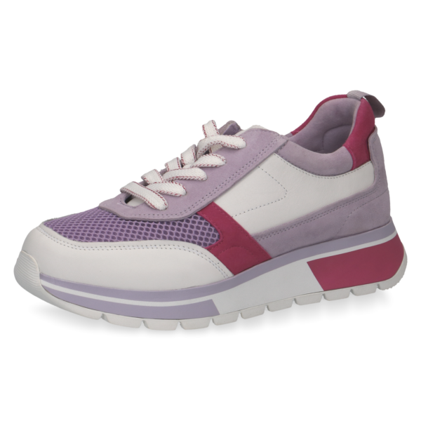 C014 Caprice sneaker wit leer met lila en fuxia nubuck