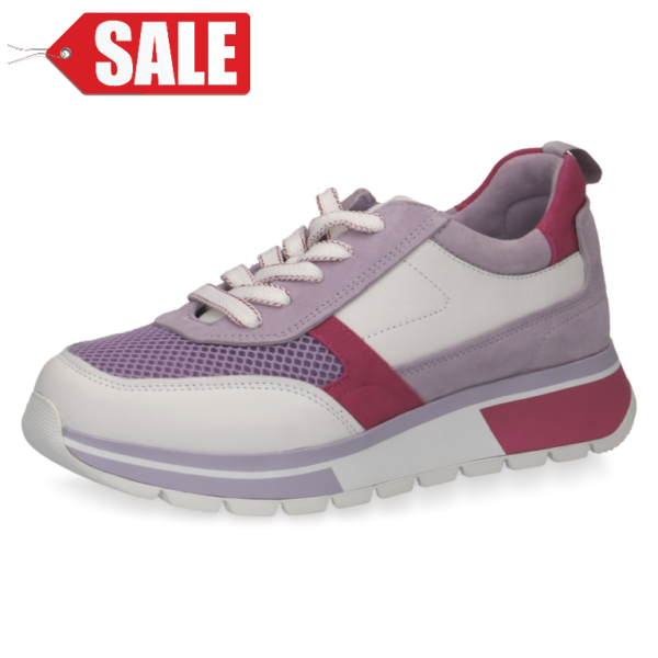 C218 Caprice sneaker wit leer met lila en fuxia nubuck