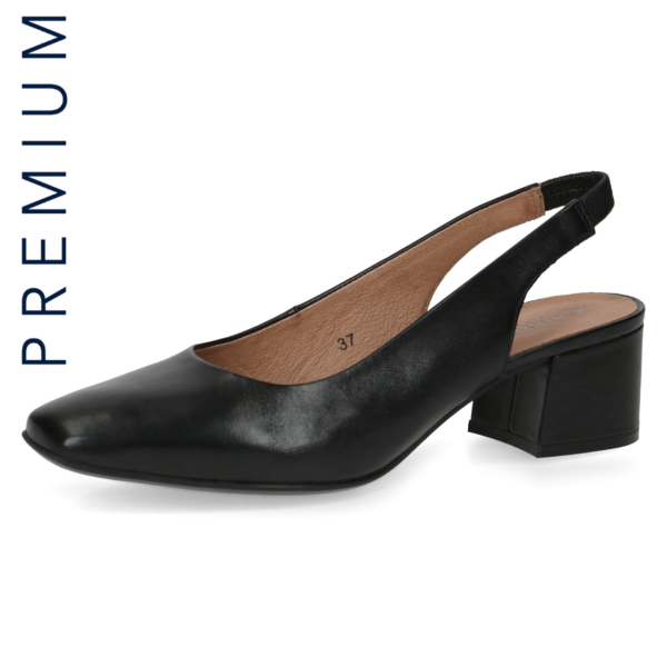 Caprice pump met open hiel in zwart leer art. 009-29500-20-022