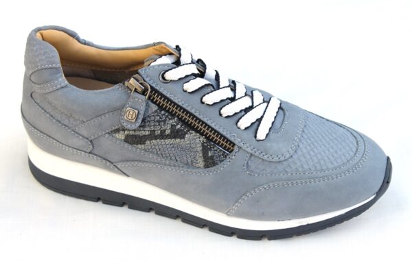 Helioform sneaker met ritsje jeansblauw suede