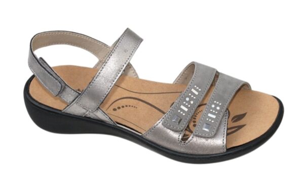 Josef Seibel (Westland/Romika) Ibiza 86 verstelbare klittenband sandaal platin metallic taupe combi