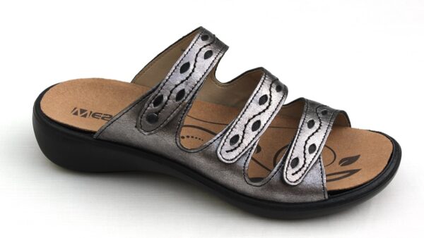 Westland (Romika) verstelbare klittenband slipper Ibiza 66 antraciet metallic.