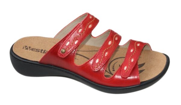 estland Ibiza 66 (Romika) verstelbare klittenband slipper rood leer