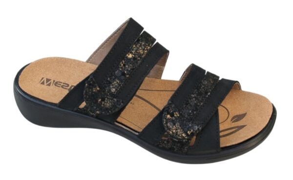 Westland verstelbare klittenband slipper Ibiza 83 zwart nubuck