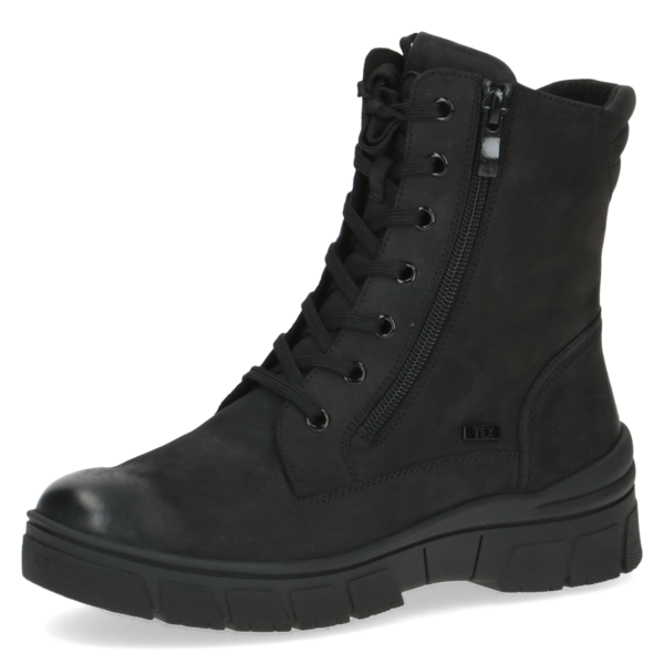 C217 Caprice stoere veterboot met Tex zwart gevet nubuck