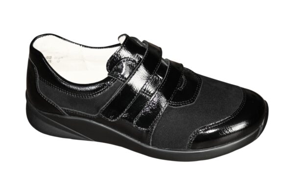 Christian Dietz Pure Welness klittenbandschoen met stretch zwart combi Valencia