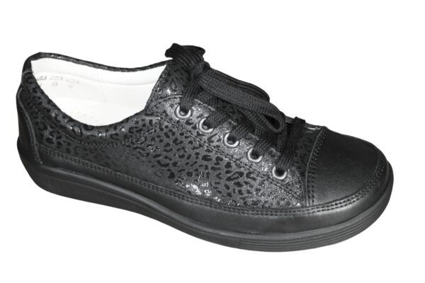 Christian Dietz Pure Welness veterschoen Locarno zwart leer met fantasieprint