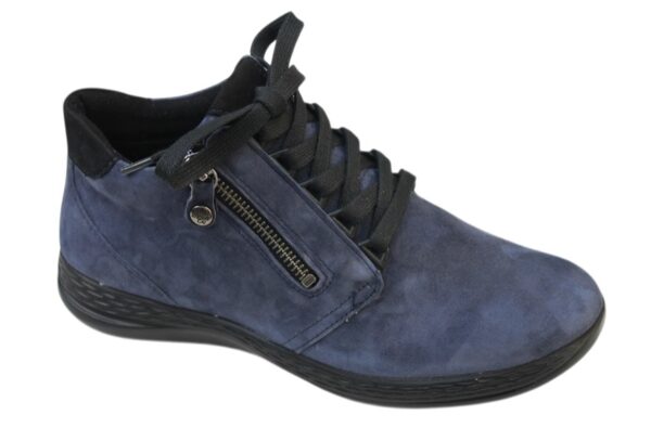 Fidelio half hoge veterschoen met ritsje blauw suede