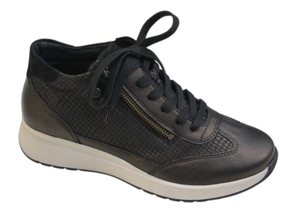 Fidelio half hoge veterschoen met ritsje donkerbruinbrons metallic combi