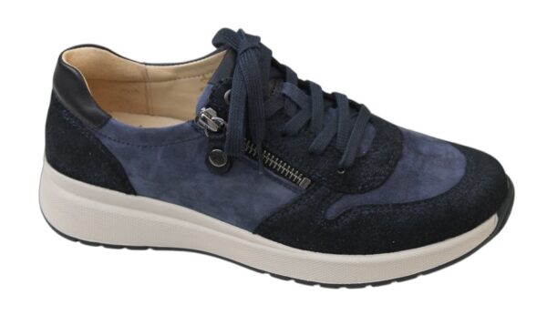 F211 Fidelio veterschoen met ritsje blauw combi