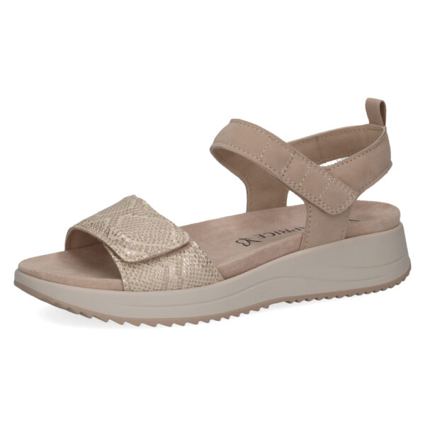 C049 Caprice sandaal met klittenband beige combi