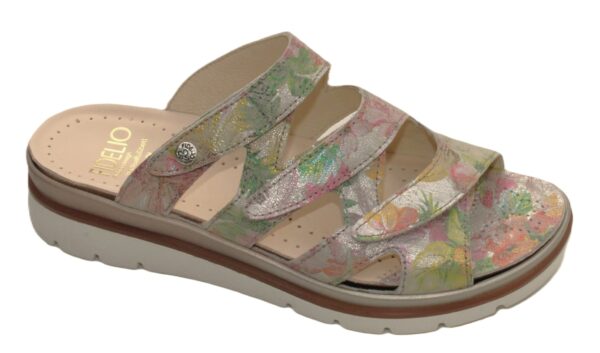 Fidelio verstelbare klittenband slipper kleurige metallic bloemenprint