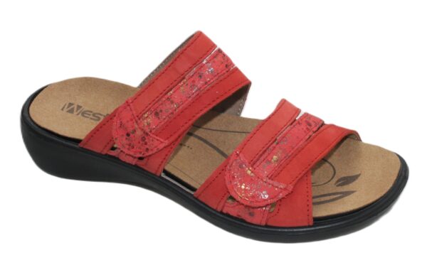 WS004 Westland Ibiza 83 verstelbare klittenband slipper rood nubuck