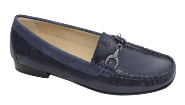 S012 Sioux mocassin “Cortizia – 735” donkerblauw glansprint