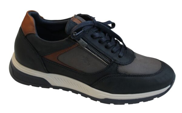 FL004 Fluchos sneaker met rits blauw taupe gevet nubuck combi