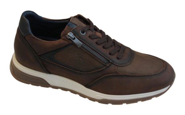 FL003 Fluchos sneaker met rits bruin gevet nubuck combi
