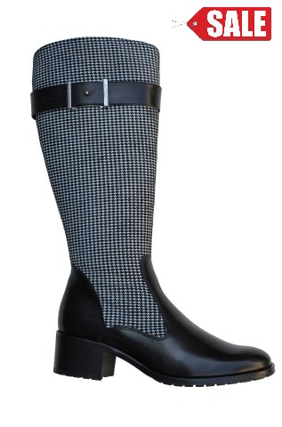 S430 Sioux knielaars zwart met pied de poule print