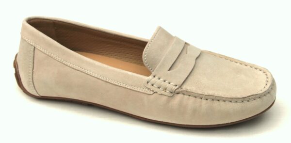 FLX010 Mocassin in ecru suède