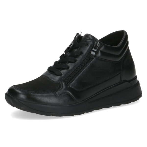 Caprice half hoge veterschoen met stretch zwart combi art. 009-25253-45-019