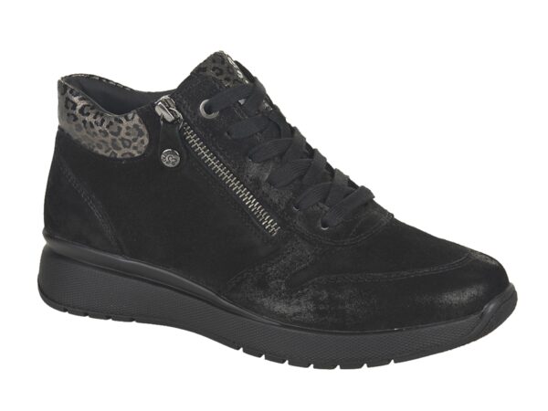 F003 Fidelio half hoog veterbootje zwart combi
