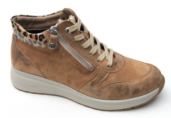 F004 Fidelio half hoog veterbootje zandbeige combi