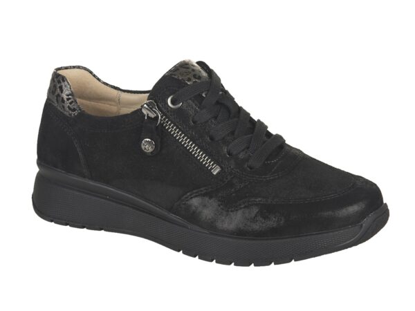 F001 Fidelio lage veterschoen zwart combi