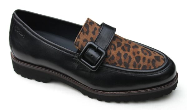 Sioux mocassin "Meredith 754-H" zwart leer met luipaardprint