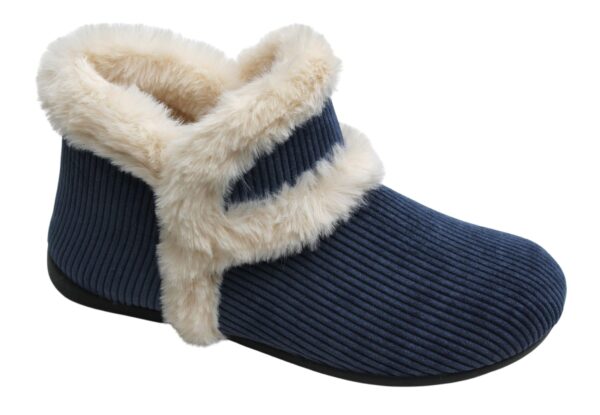 half hoge gevoerde pantoffel blauw ribstof