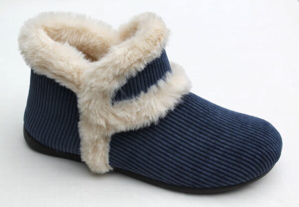 DP003 half hoge gevoerde pantoffel blauw ribstof