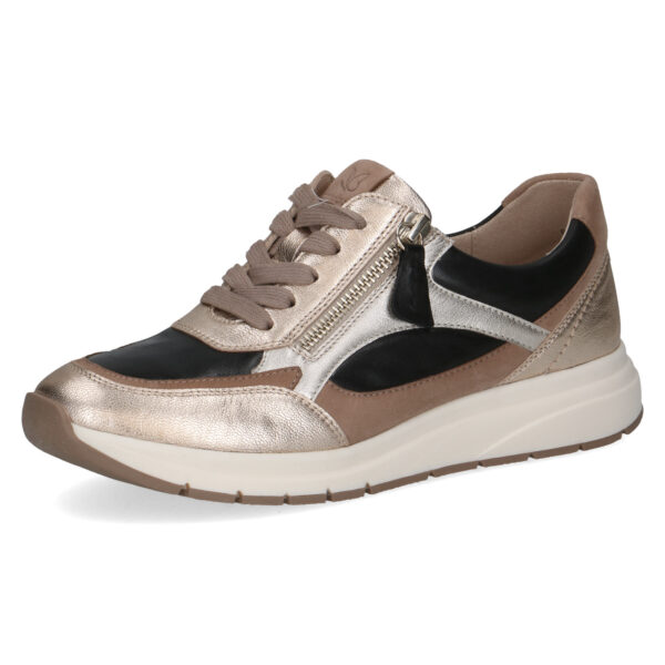 C002 Caprice sneaker zwart met goud en beige