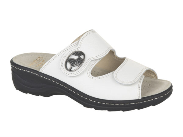 Fidelio Softline verstelbare klittenband slipper wit leer