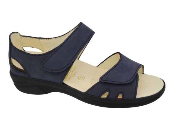 Christian Dietz Pure Welness klittenband sandaal met dichte hiel locarno blauw nubuck