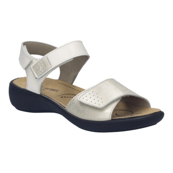 Josef Seibel sandaaltje met verstelbare klittenband Ibiza 13 gebroken wit metallic leer combi art. 86713_33_811