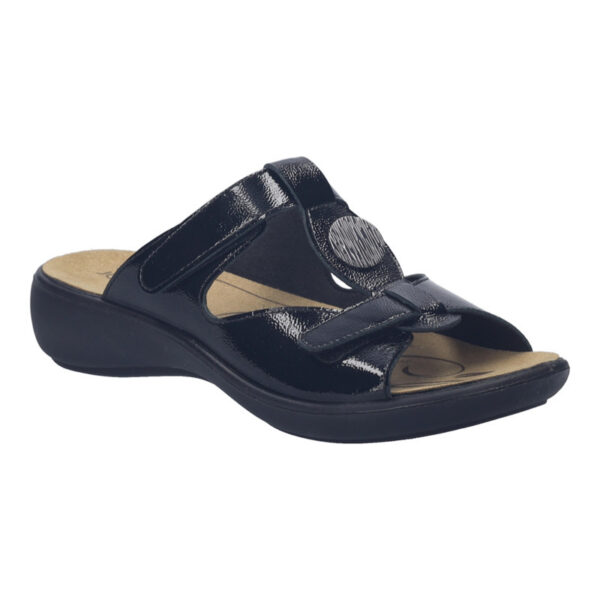 Josef Seibel verstelbare klittenband slipper Ibiza 15 zwart lak combi art. 86715_65_100