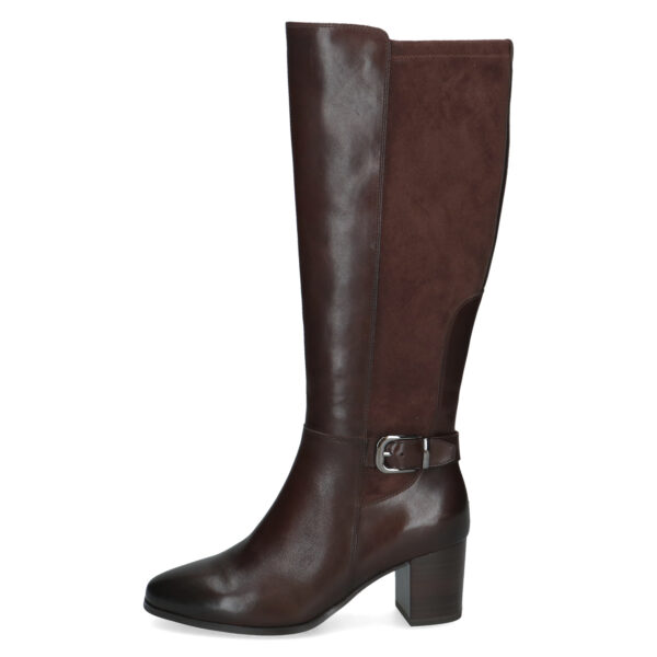 Caprice knielaars op een hakje bruin leer met suede stretch achterkant art. 009-25504-47-329