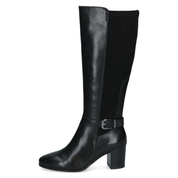 Caprice knielaars op een hakje zwart leer met suede stretch achterkant art. 009-25504-47-019